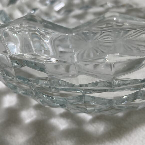 Vintage Fostoria American Clear Glass 9” Salad/Serving Bowl Cubist EUC - Picture 2 of 6